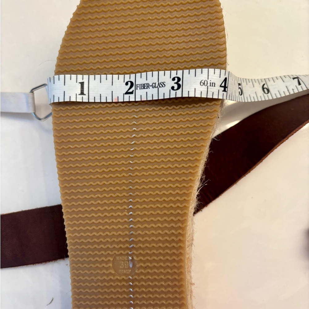 Garnet Hill Adeline Brown Leather Espadrille, Buckled Sandals Size 39 (9) - Picture 9 of 11